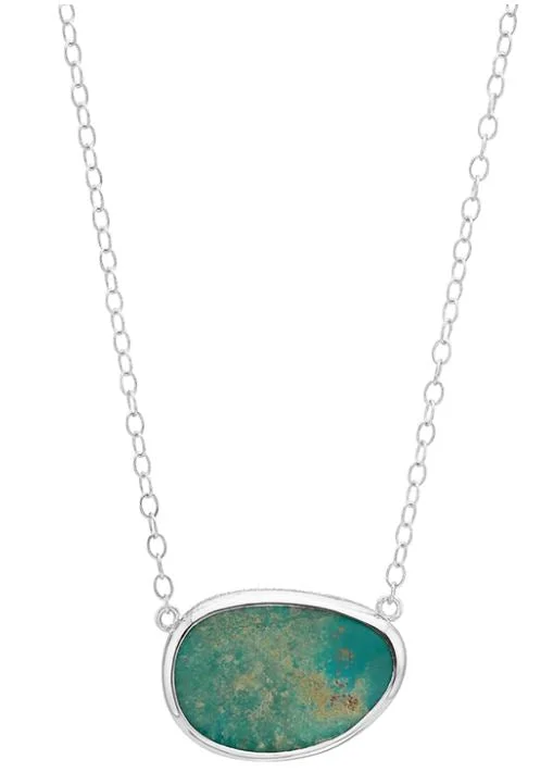 Retro locket necklaces-Anna Beck Sterling Silver Large Asymmetrical Turquoise Necklace