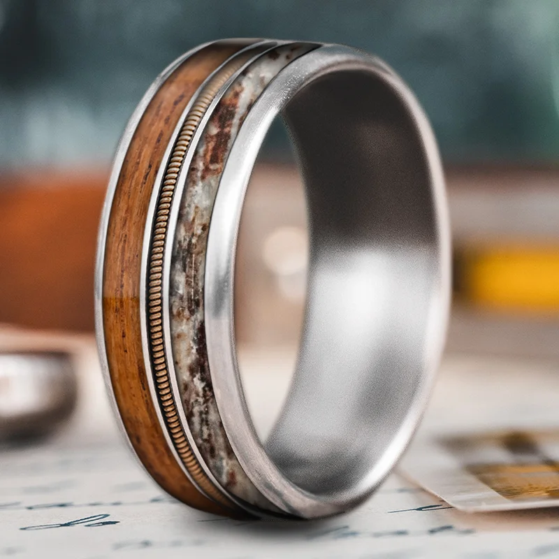 Rough texture rings-Custom Design - 3-Inlay Metal Center Ring q1tWEG5T2nqwvhNAEyy7z2_D