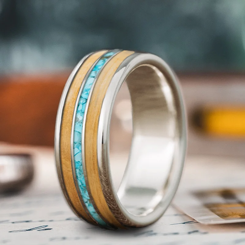 Woven thread rings-Custom Design - 3-Inlay Narrow Center Ring 3kZqr4Yb7oqtW4VVaEMiLuki