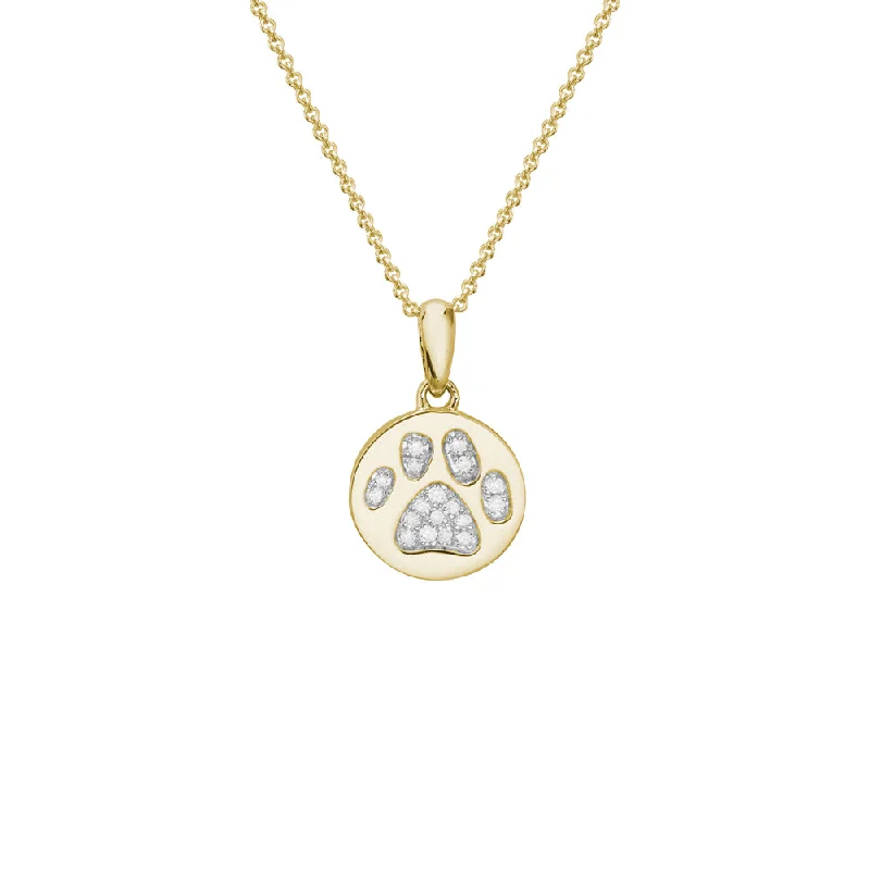 Silk cord necklaces-14k Diamond Paw Print Pendant Necklace