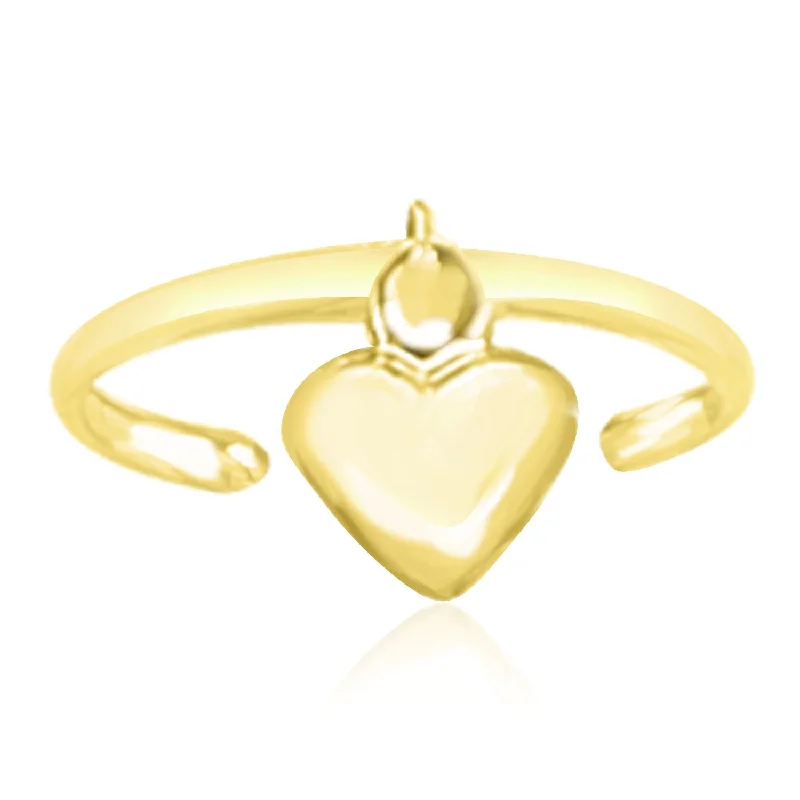 Light clay engagement rings-14k Yellow Gold Cuff Puffed Heart Toe Ring