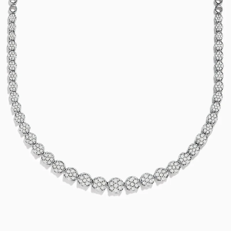 Fluid design necklaces-925 Sterling Silver Diamond Bouquet Necklace