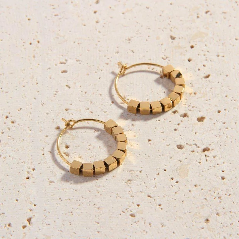 Bead weave earrings-Caterine Hoops