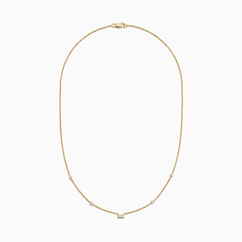 Galaxy charm necklaces-D'Oro 14K Yellow Gold Diamond Station Necklace, 0.23 TCW