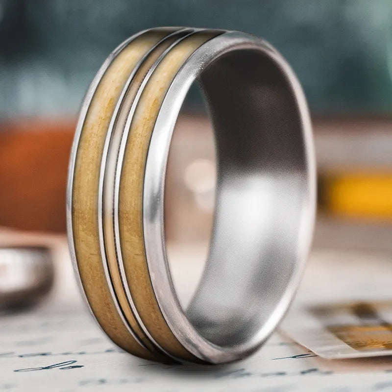 Woven thread rings-Custom Design - 3-Inlay Metal Center Ring XhvLxyELOimcTc9nh1sXY7YQ