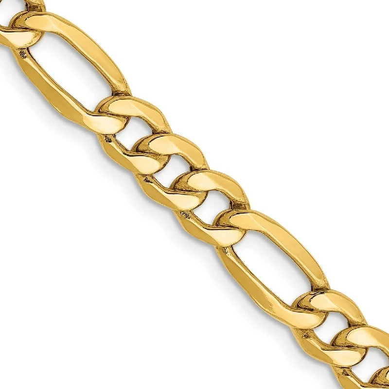 Spirit eye bangles-Curata 14k Gold 6.25mm Semi solid Figaro Chain Bracelet