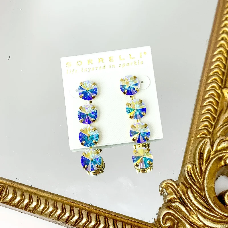 Warm clay earrings-Sorrelli | Mara Statement Earrings in Bright Gold Tone with Aurora Borealis Crystals