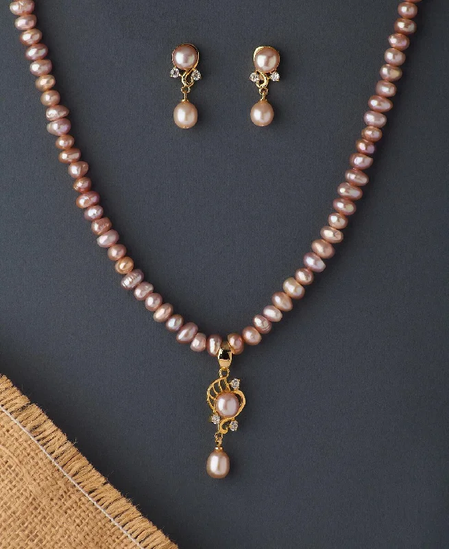 Art deco necklaces-Beautiful Real Pearl Necklace Set