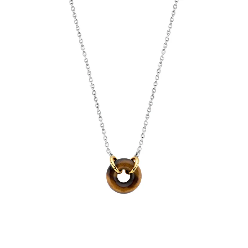 Thin enamel necklaces-Ti Sento Tiger Eye Pendant Necklace