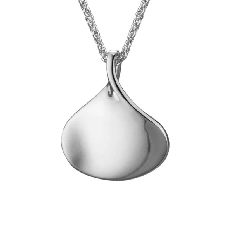 Tide wave necklaces-Sterling Silver Shiny Scoop Pendant Necklace