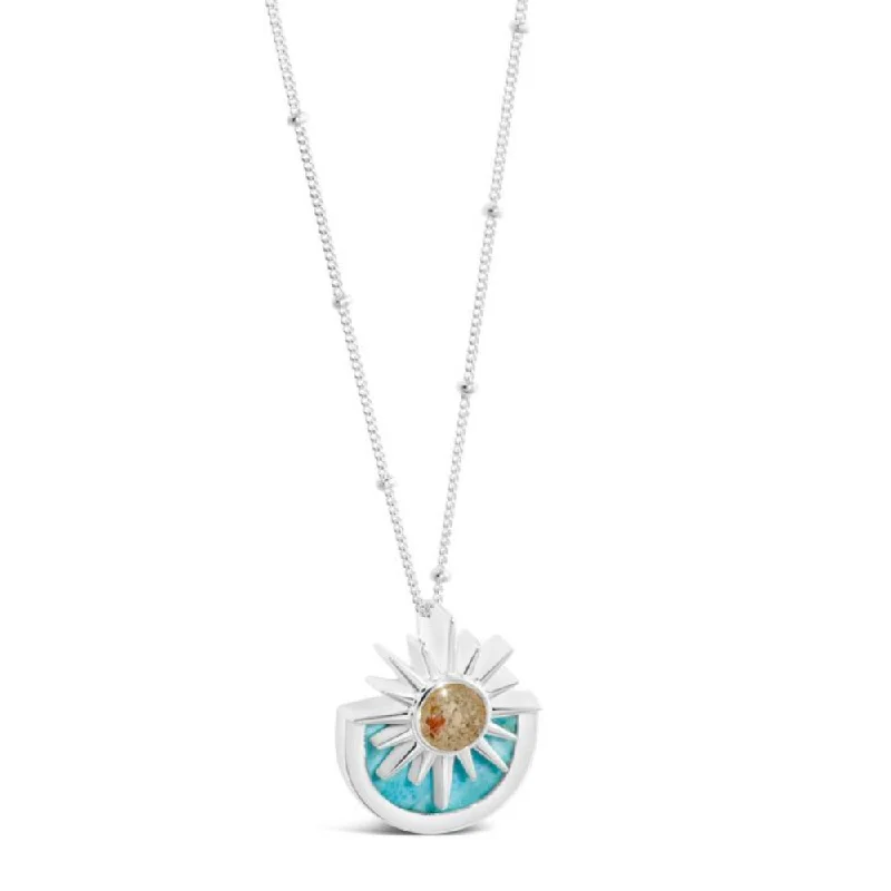 Turquoise healing necklaces-Dune Jewelry Sterling Silver Sun Splash Larimar Necklace