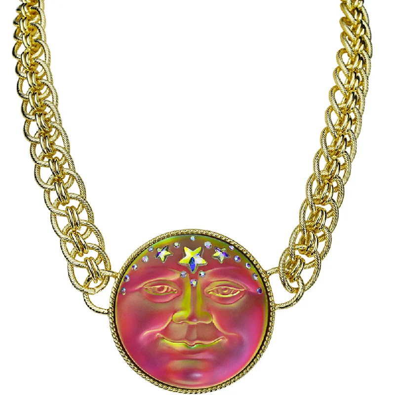 Swirl shape necklaces-Venus Mystic Seaview Moon 50mm Status Chain Necklace (Goldtone/Mystic Iridis)