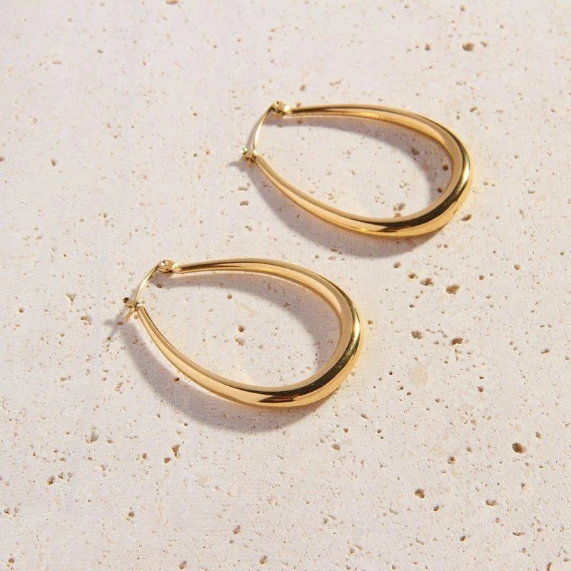 Rustic flair earrings-Oval Hoops