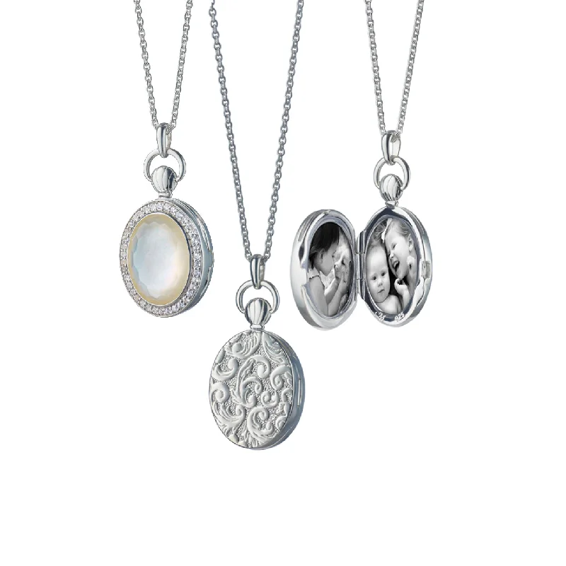 Raw braid necklaces-Mother of Pearl Petite Stone Locket Necklace