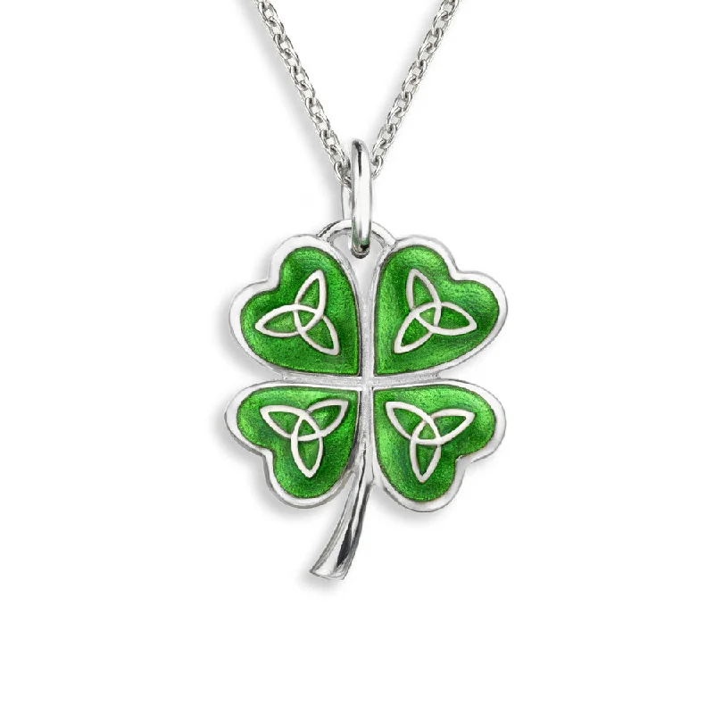 Loop knot necklaces-Nicole Barr Green Cloverleaf Celtic Cross Necklace