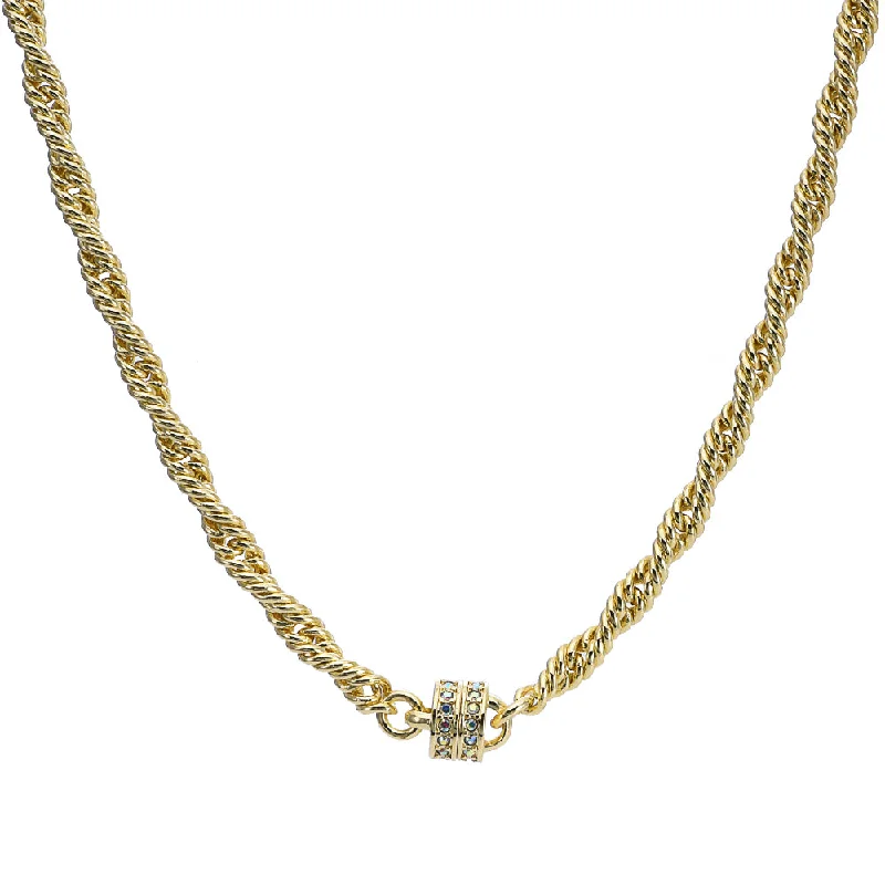 Firm clasp necklaces-Ritzy Rope Weave Magnetic 30" Interchangeable Necklace (Goldtone)