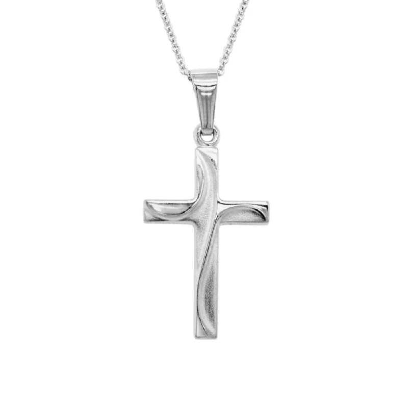 Lily flower necklaces-14k White Gold Draped Cross Necklace 16-18"