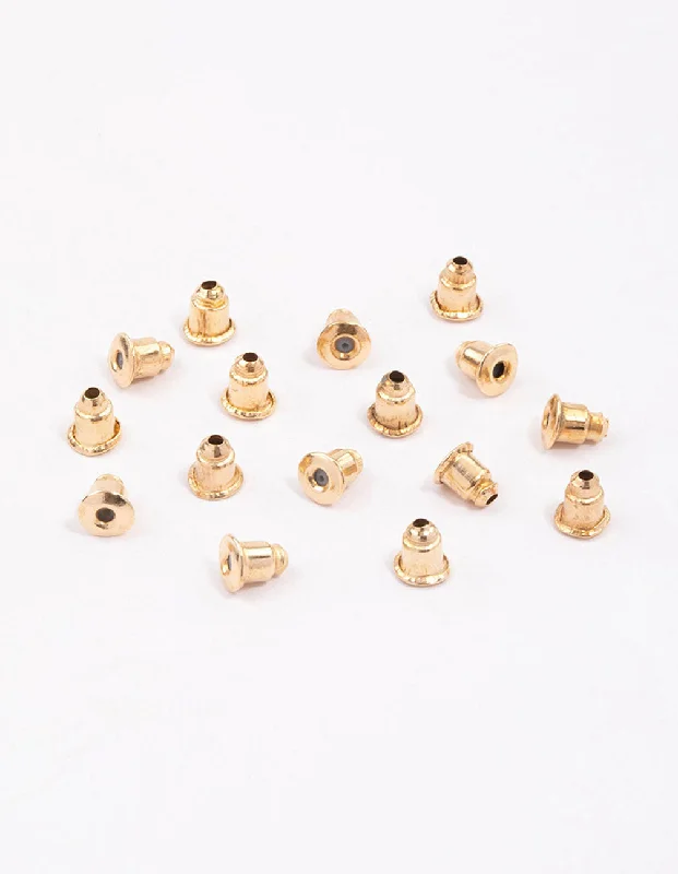 Aged medallion earrings-Gold Earring Backs 16-Pack