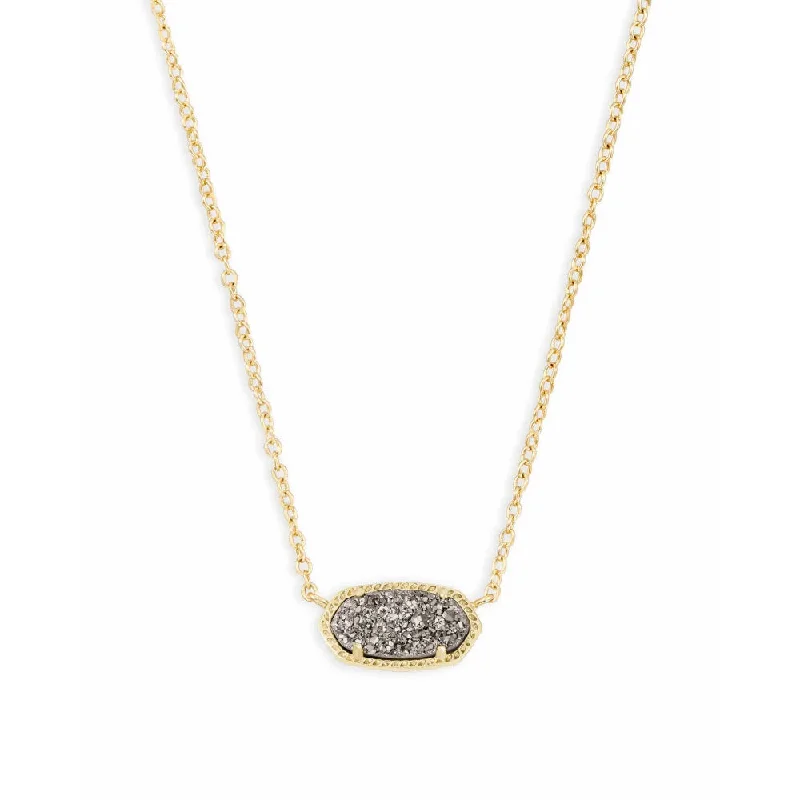 Woven link necklaces-Kendra Scott Elisa Pendant Necklace in Platinum Drusy