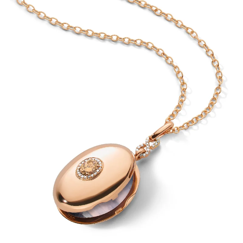 Reed weave necklaces-Cognac Diamond Infinity Rose Gold Locket Necklace