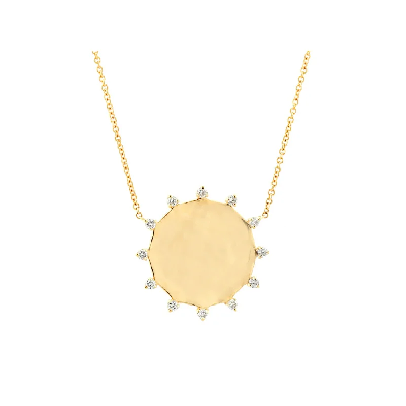 Victorian style necklaces-Rachel Reid 14k Diamond Sun Necklace