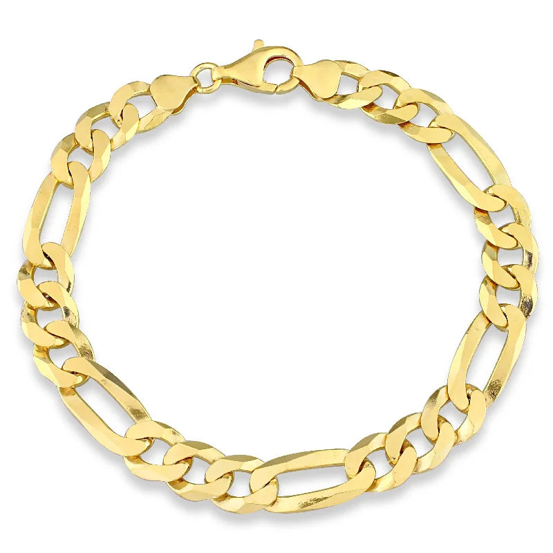 Bead charm bangles-Miadora 18kt Yellow Gold Plated Sterling Silver Figaro Men's Bracelet