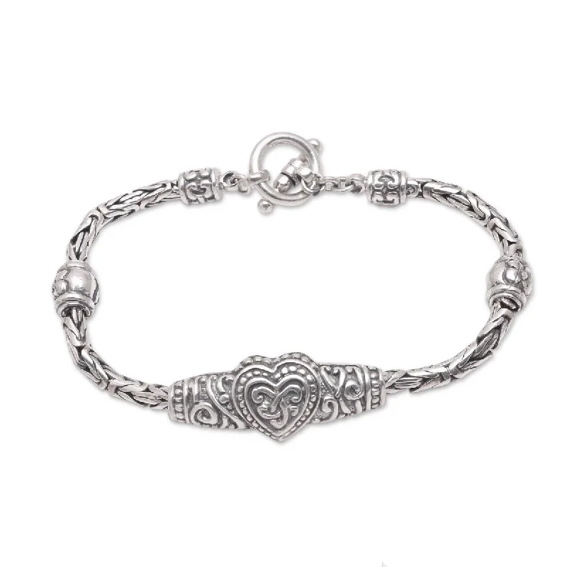 Bead charm bangles-NOVICA Heart Knot, Sterling silver pendant bracelet