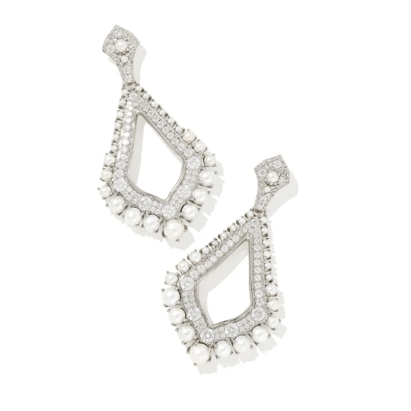 Shiny pearl earrings-Kendra Scott | Krista Statement Earrings in White Mix