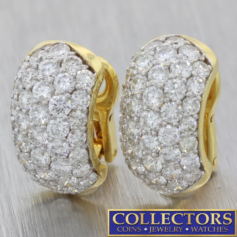 Wanderer weave earrings-18k Yellow Gold 6ctw Round Brilliant Diamond Cluster Huggie Earrings