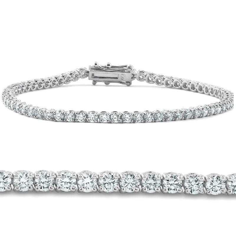 Gem strand bangles-Certified 4 Carat (ctw) Real Diamond Tennis Bracelet White Gold 7"