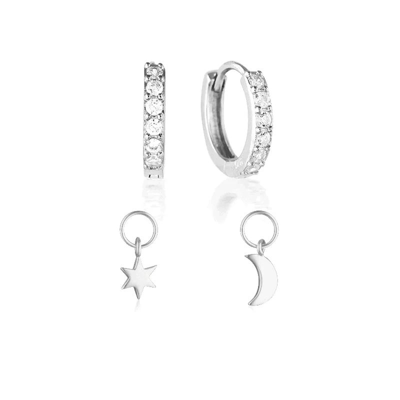 Wide statement earrings-Build Your Earring Set Jet Silver