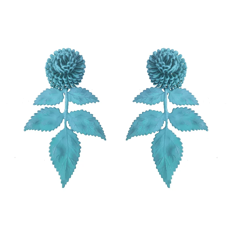 Topaz stone earrings-Turquoise Leaf Earrings