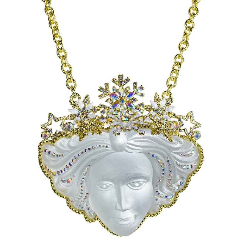 Wide link necklaces-Dream Queen Ornament Necklace (Goldtone)