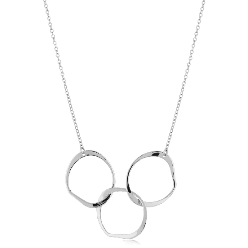 Agate drop necklaces-Sterling Silver Triple Interlocked Circles Necklace