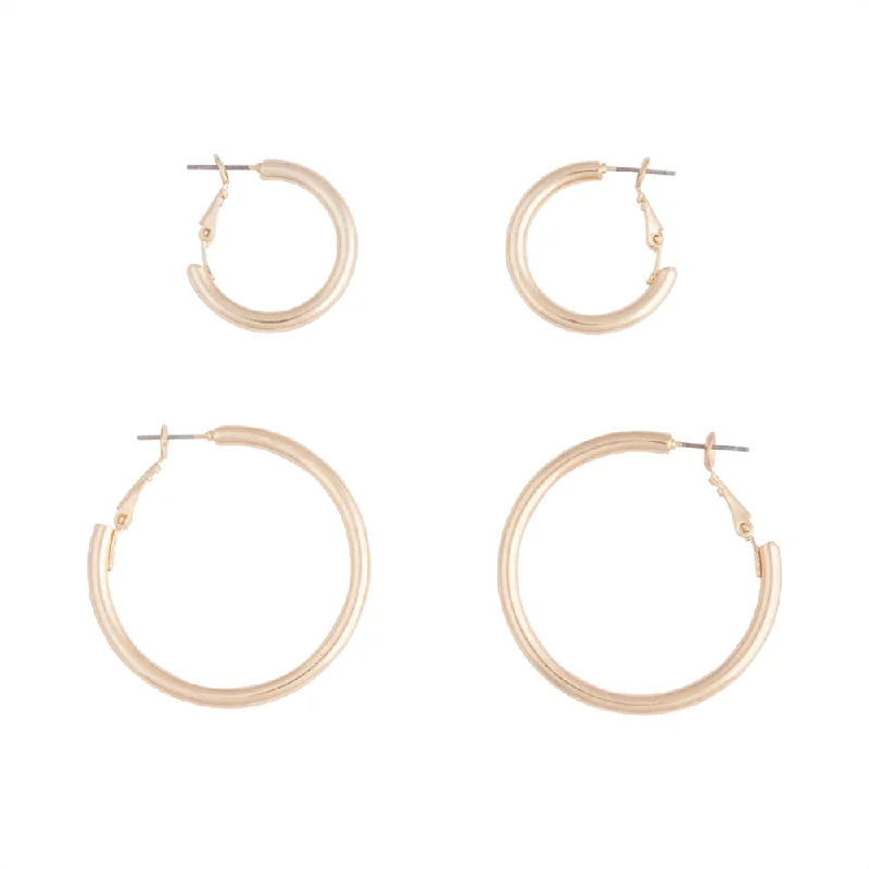 High shine earrings-Gold Chunky Hoop Pack