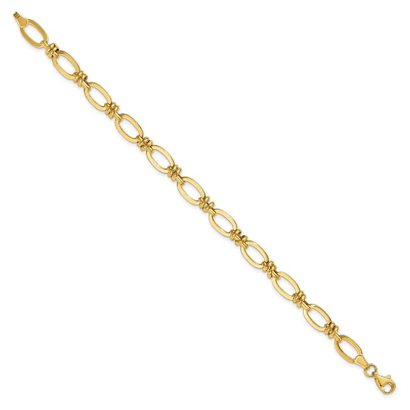 Woven thread bangles-Curata 14k Yellow Gold Fancy Polished Fancy Link Bracelet 7.5 Inch