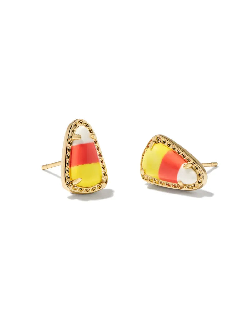 Vivid druzy earrings-Kendra Scott | Candy Corn Gold Stud Earrings in Candy Corn Magnesite