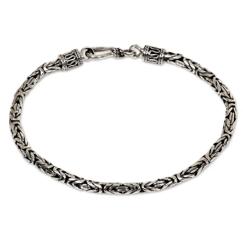 Rustic flair bangles-NOVICA Handmade Sterling Silver Byzantine Style Snake Chain Bracelet (Indonesia)