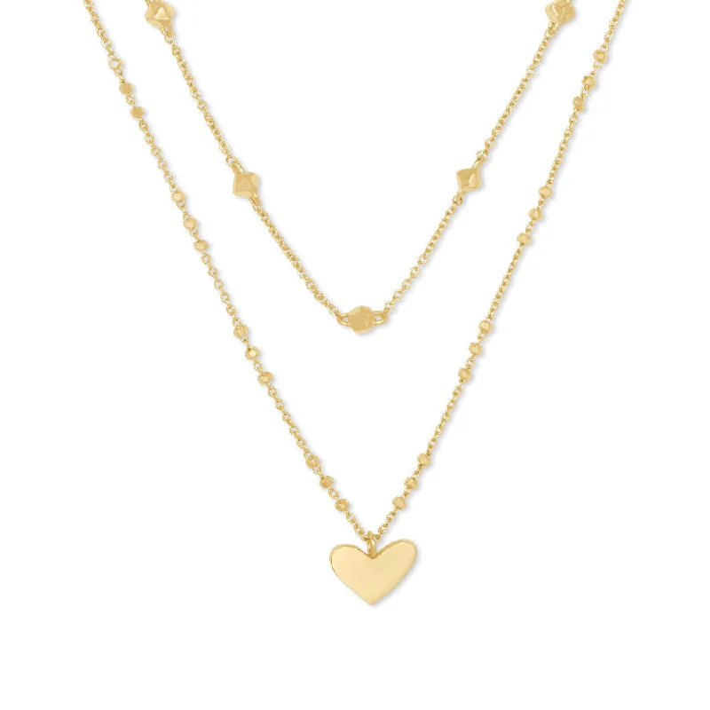 Mystic eye necklaces-Kendra Scott Ari Heart Multi Strand Necklace Gold