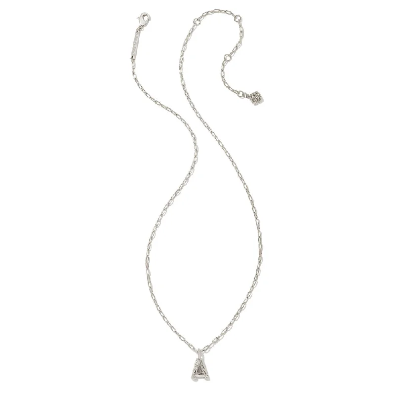 Thin bead necklaces-Kendra Scott Crystal Letter Short Silver Pendant Necklace