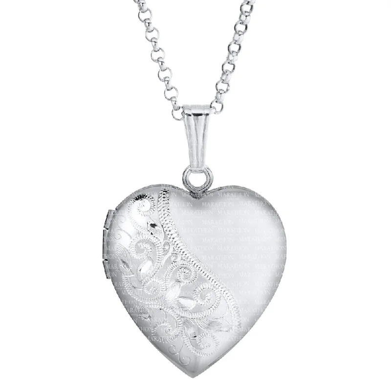 Aged silver necklaces-Sterling Silver Heart Locket Necklace