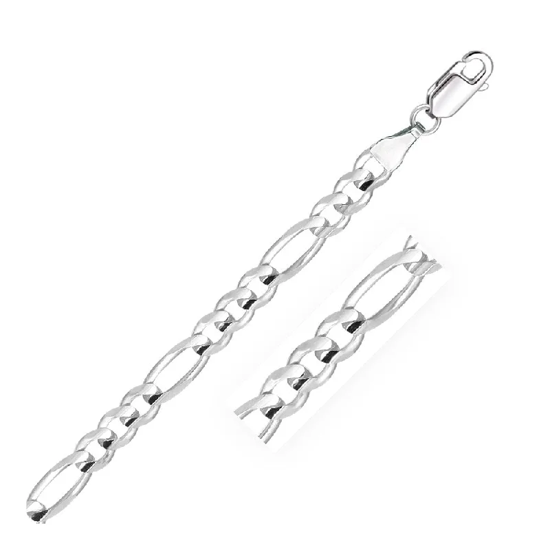 Crystal-twisted bangles-6.0mm 14k White Gold Solid Figaro Bracelet