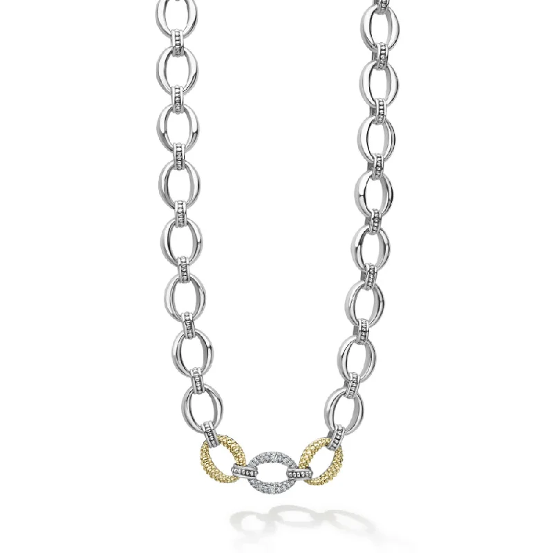 Pure crystal necklaces-Lagos Caviar Lux Single Station Diamond Link Necklace