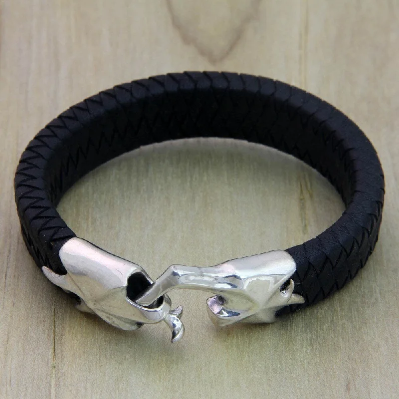 Pure form bangles-Hand in Hand Men's Braided Leather Bracelet