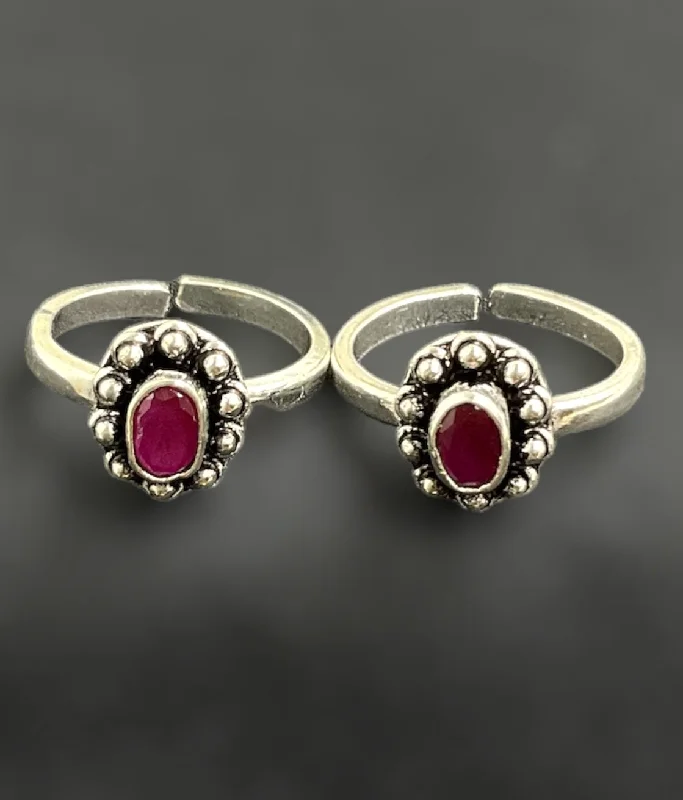 Double band engagement rings-The Varsha Silver Gemstone Toe-Rings