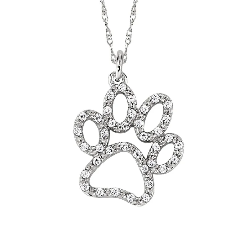 Spinel necklaces-14k Diamond Dog Paw Pendant Necklace