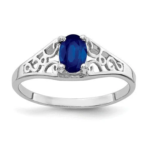 Firm clasp engagement rings-14KT WHITE GOLD 0.65 CTW OVAL SAPPHIRE RING