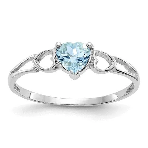 Eternity style engagement rings-14KT GOLD 0.40 CT HEART AQUAMARINE RING