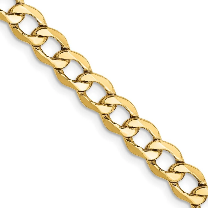 Pure modern bangles-Curata 10k Yellow Gold Polished Lobster Claw Closure 5.25mm Semi-Solid Curb Link Chain Bracelet - 8 Inch