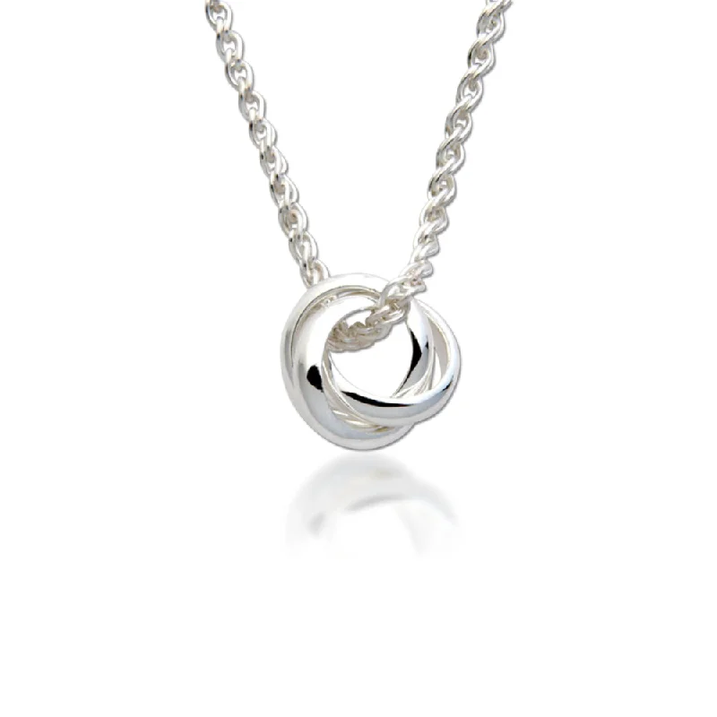 Flat knot necklaces-Sterling Silver Interlocking Rings Pendant Necklace